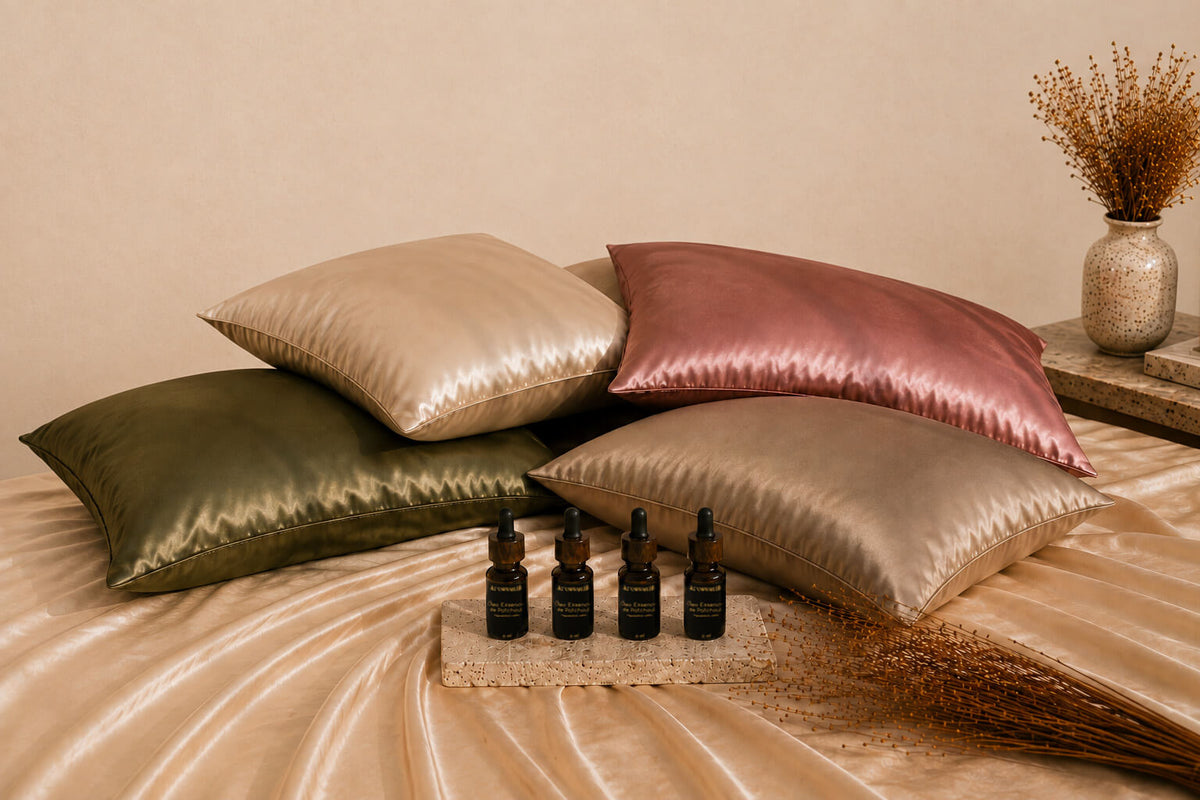 Almofadas de seda Mulberry Aromantik em quatro cores com óleos essenciais