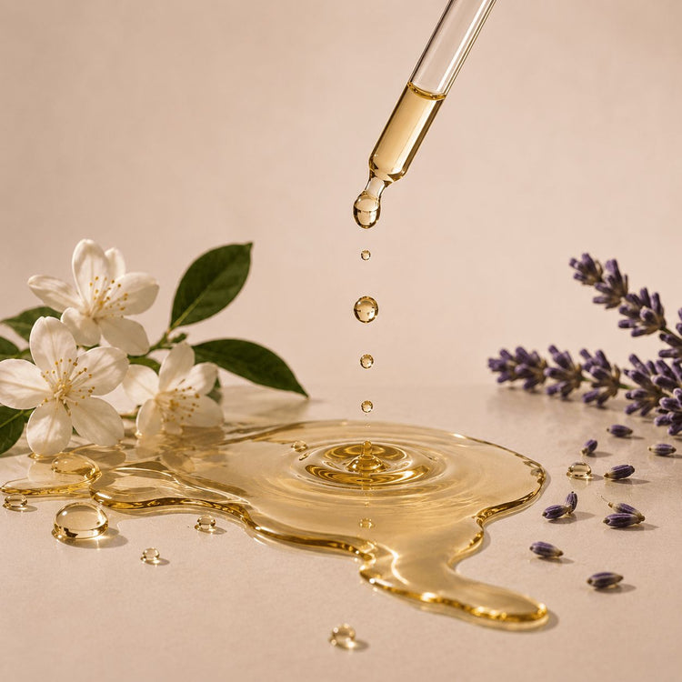 Aromaterapia com óleo essencial e flores de jasmim e lavanda Aromantik